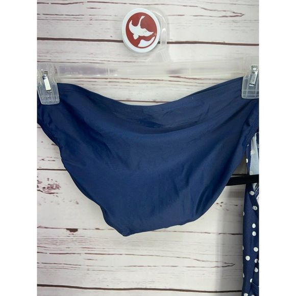 Merona Navy Blue Polka Dotted Size Medium 2 Piece Padded Tankini Swimsuit - Picture 5 of 8